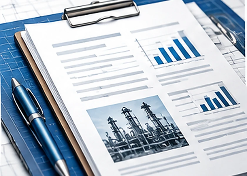 Technical enquiry documents and charts on an engineering desk