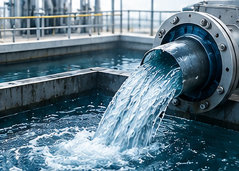 Industrial water flowing from a large discharge pipeline